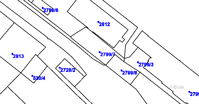 Parcela st. 2799/7 v KÚ Protivín, Katastrální mapa