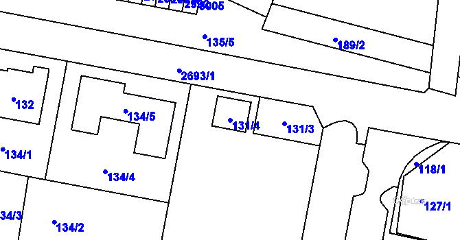 Parcela st. 131/4 v KÚ Protivín, Katastrální mapa