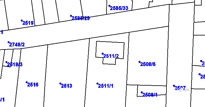 Parcela st. 2511/2 v KÚ Protivín, Katastrální mapa