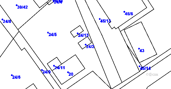 Parcela st. 24/2 v KÚ Provodín, Katastrální mapa