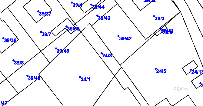 Parcela st. 24/8 v KÚ Provodín, Katastrální mapa