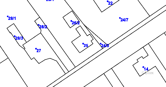 Parcela st. 25 v KÚ Provodín, Katastrální mapa