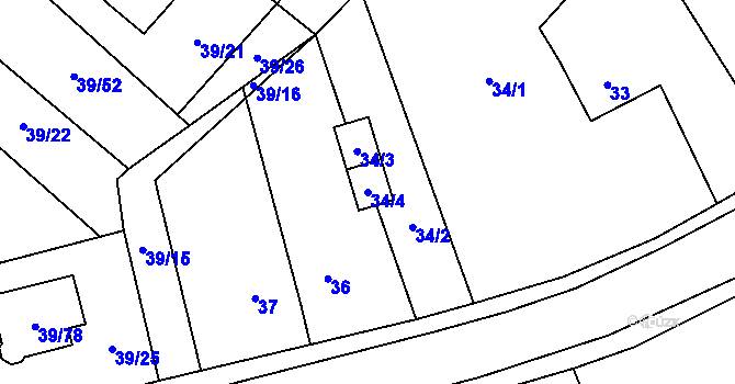 Parcela st. 34/4 v KÚ Provodín, Katastrální mapa