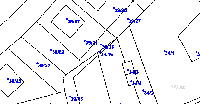 Parcela st. 39/16 v KÚ Provodín, Katastrální mapa