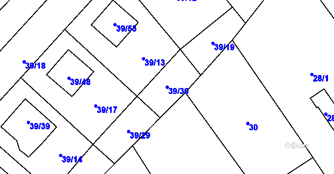 Parcela st. 39/30 v KÚ Provodín, Katastrální mapa