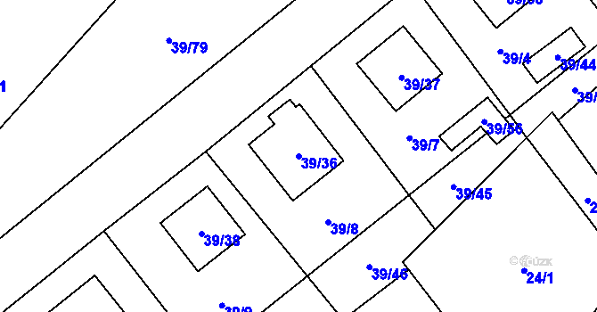 Parcela st. 39/36 v KÚ Provodín, Katastrální mapa