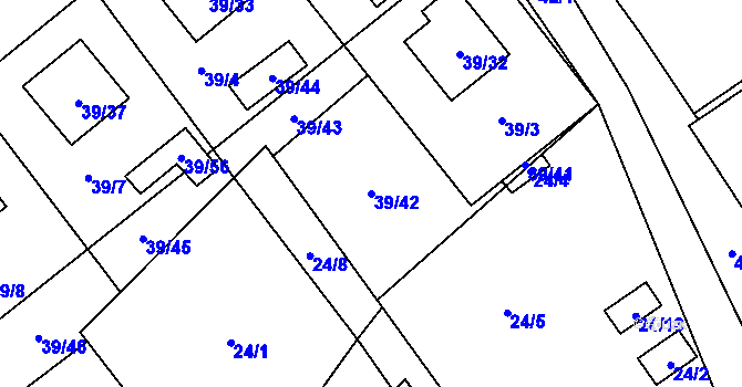 Parcela st. 39/42 v KÚ Provodín, Katastrální mapa