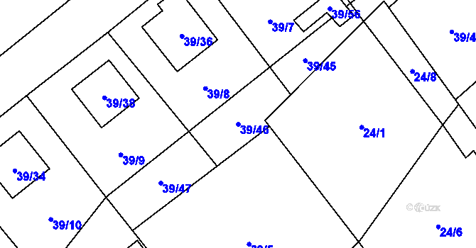 Parcela st. 39/46 v KÚ Provodín, Katastrální mapa