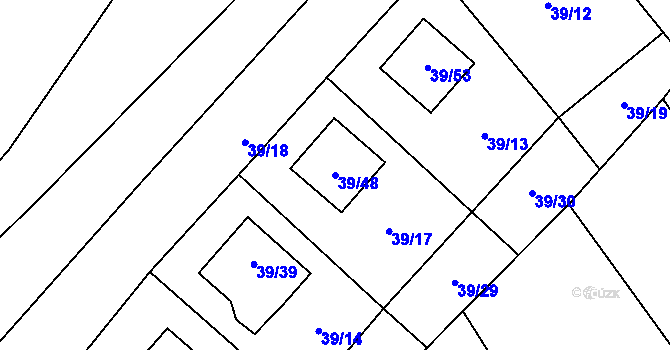 Parcela st. 39/48 v KÚ Provodín, Katastrální mapa