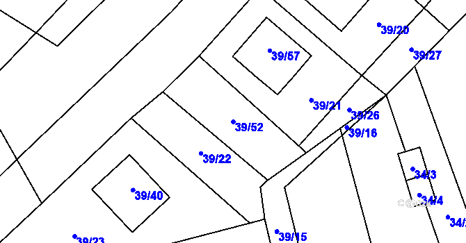Parcela st. 39/52 v KÚ Provodín, Katastrální mapa