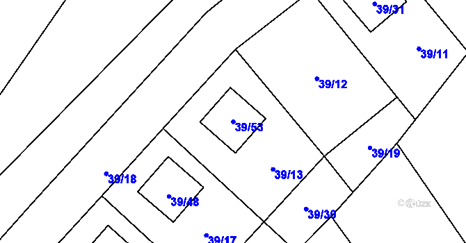 Parcela st. 39/53 v KÚ Provodín, Katastrální mapa