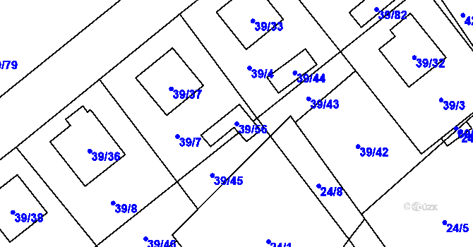 Parcela st. 39/56 v KÚ Provodín, Katastrální mapa