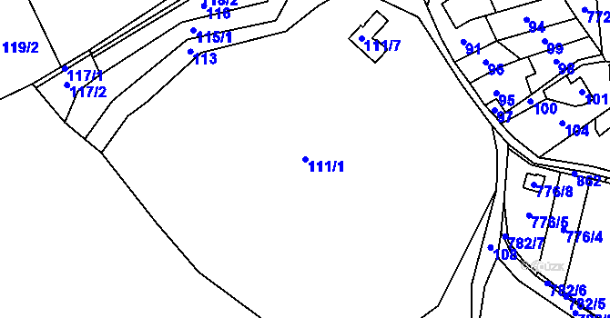 Parcela st. 111/1 v KÚ Provodín, Katastrální mapa