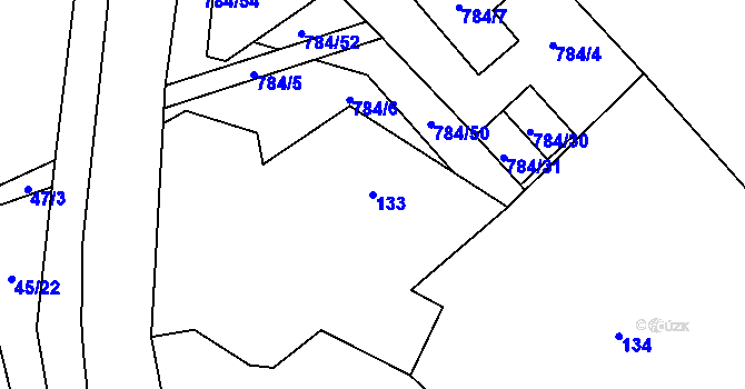 Parcela st. 133 v KÚ Provodín, Katastrální mapa