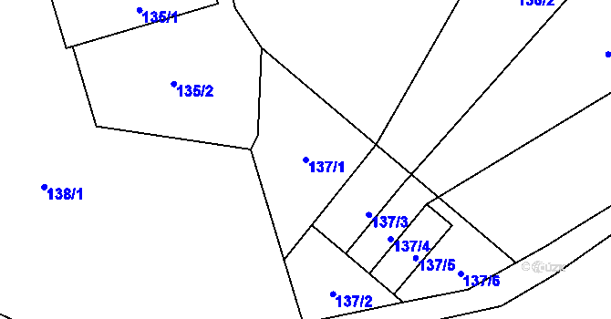 Parcela st. 137/1 v KÚ Provodín, Katastrální mapa