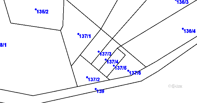Parcela st. 137/3 v KÚ Provodín, Katastrální mapa