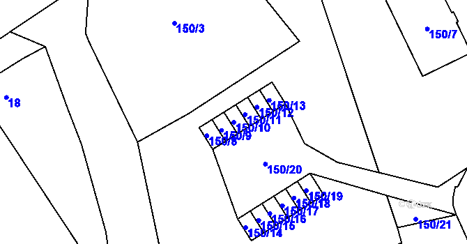 Parcela st. 150/10 v KÚ Provodín, Katastrální mapa