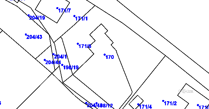 Parcela st. 170 v KÚ Provodín, Katastrální mapa