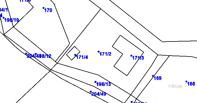 Parcela st. 171/2 v KÚ Provodín, Katastrální mapa