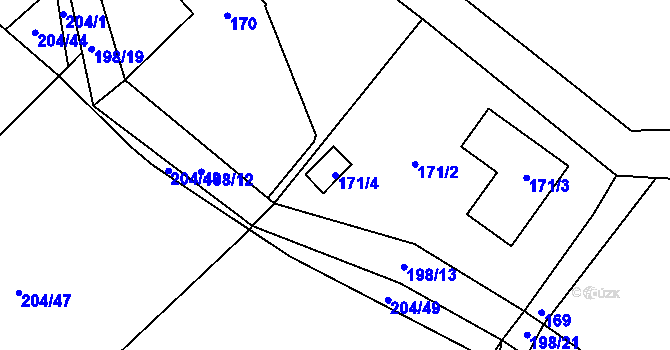 Parcela st. 171/4 v KÚ Provodín, Katastrální mapa