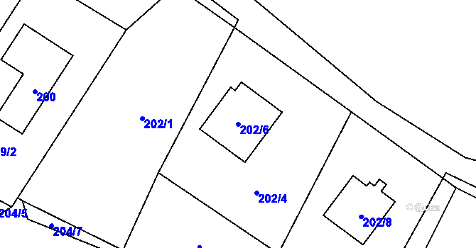 Parcela st. 202/6 v KÚ Provodín, Katastrální mapa