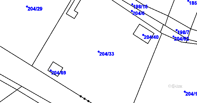 Parcela st. 204/33 v KÚ Provodín, Katastrální mapa