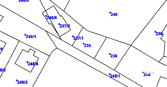 Parcela st. 235 v KÚ Provodín, Katastrální mapa