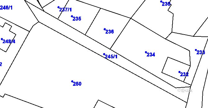 Parcela st. 245/1 v KÚ Provodín, Katastrální mapa