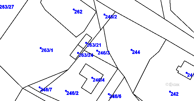 Parcela st. 246/3 v KÚ Provodín, Katastrální mapa