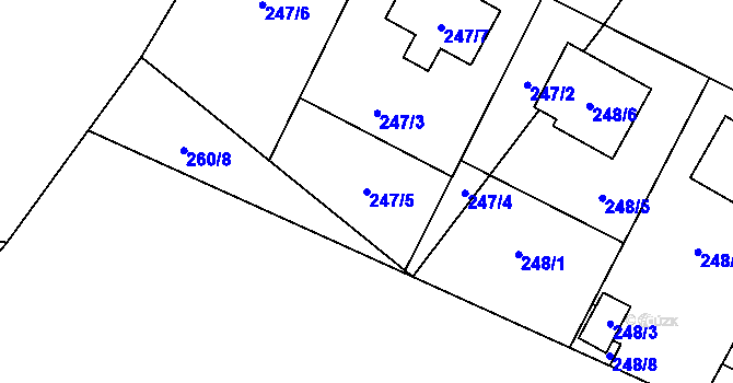 Parcela st. 247/5 v KÚ Provodín, Katastrální mapa