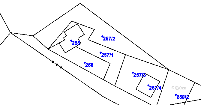 Parcela st. 257/1 v KÚ Provodín, Katastrální mapa