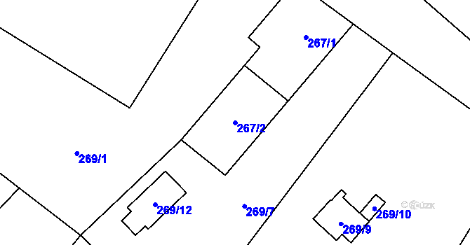 Parcela st. 267/2 v KÚ Provodín, Katastrální mapa