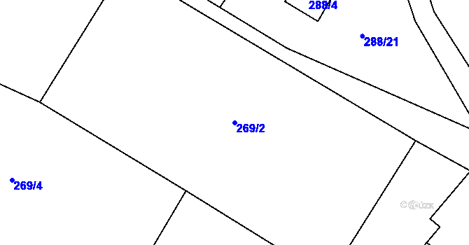 Parcela st. 269/2 v KÚ Provodín, Katastrální mapa
