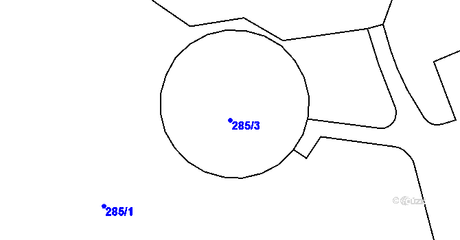 Parcela st. 285/3 v KÚ Provodín, Katastrální mapa