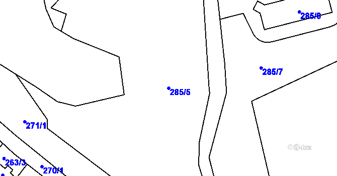 Parcela st. 285/5 v KÚ Provodín, Katastrální mapa