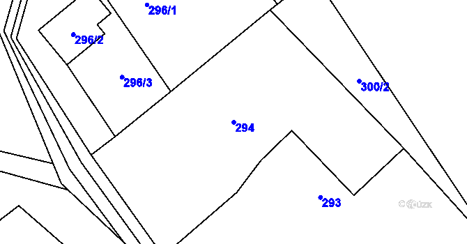 Parcela st. 294 v KÚ Provodín, Katastrální mapa