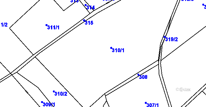 Parcela st. 310 v KÚ Provodín, Katastrální mapa