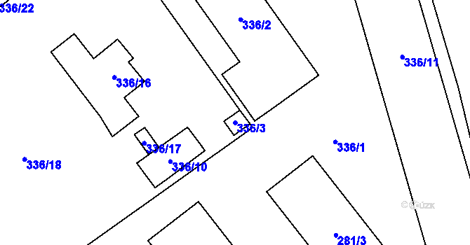 Parcela st. 336/3 v KÚ Provodín, Katastrální mapa