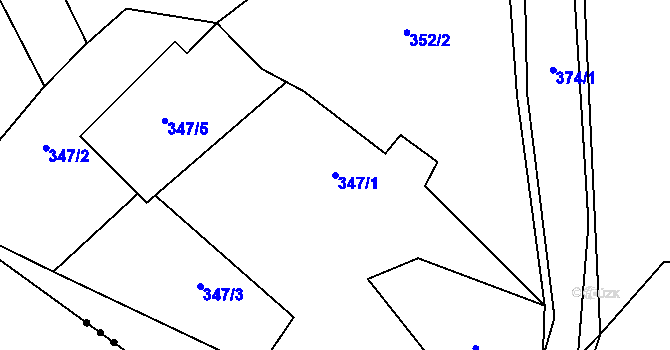 Parcela st. 347/1 v KÚ Provodín, Katastrální mapa