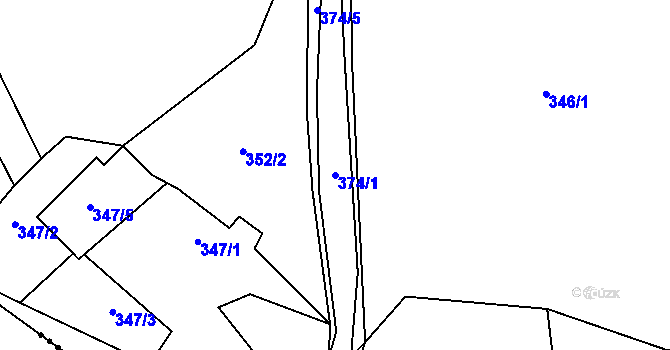 Parcela st. 374/1 v KÚ Provodín, Katastrální mapa