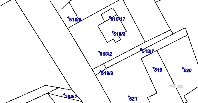 Parcela st. 518/2 v KÚ Provodín, Katastrální mapa