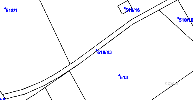 Parcela st. 518/13 v KÚ Provodín, Katastrální mapa