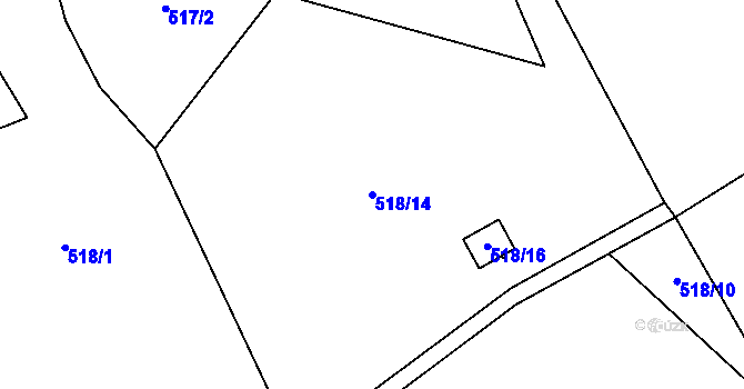 Parcela st. 518/14 v KÚ Provodín, Katastrální mapa