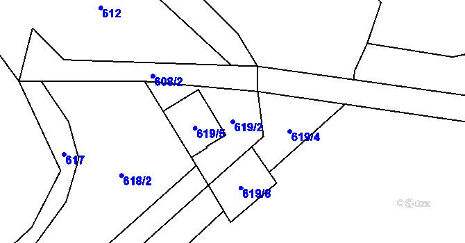 Parcela st. 619/2 v KÚ Provodín, Katastrální mapa