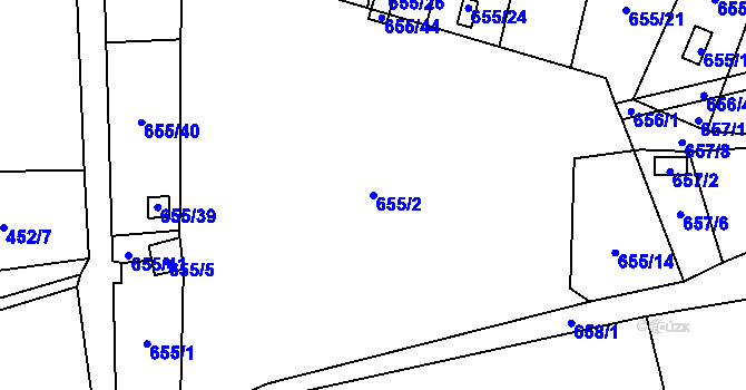 Parcela st. 655/2 v KÚ Provodín, Katastrální mapa