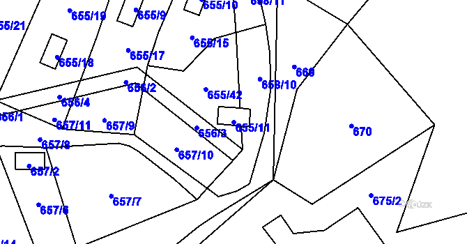 Parcela st. 655/11 v KÚ Provodín, Katastrální mapa