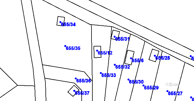 Parcela st. 655/12 v KÚ Provodín, Katastrální mapa