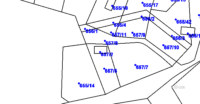 Parcela st. 657/2 v KÚ Provodín, Katastrální mapa