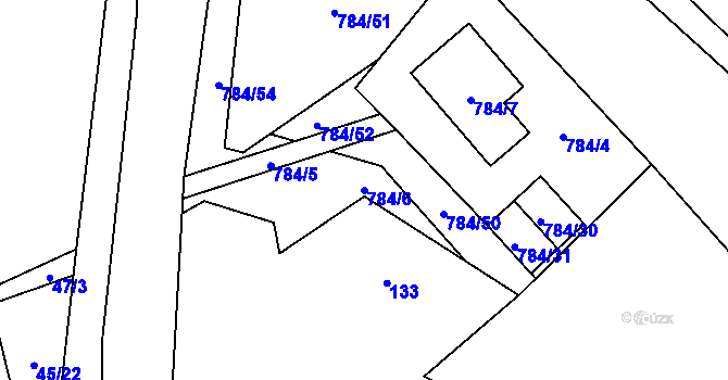 Parcela st. 784/6 v KÚ Provodín, Katastrální mapa