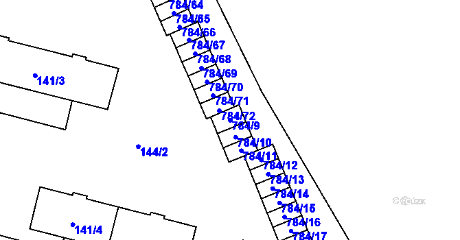 Parcela st. 784/9 v KÚ Provodín, Katastrální mapa